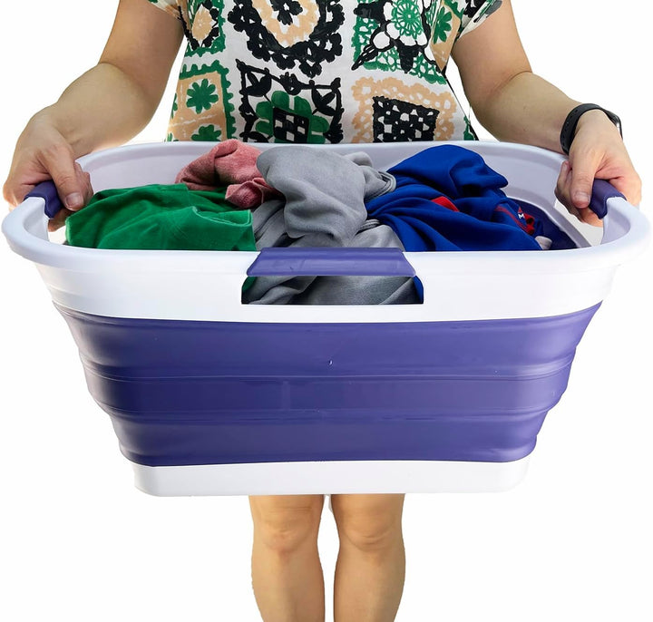 SAMMART 30L zusammenklappbarer Wäschekorb aus Kunststoff – faltbarer Pop-Up-Aufbewahrungsbehälter/Or