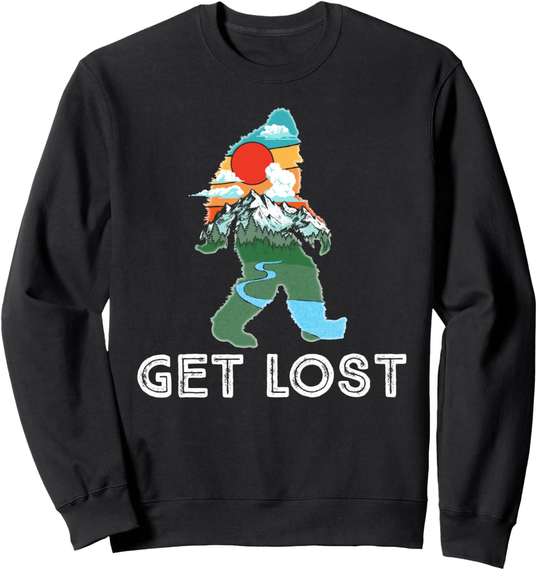 Get Lost Funny Bigfoot OutdoorNature & Mountains Vintage Sweatshirt