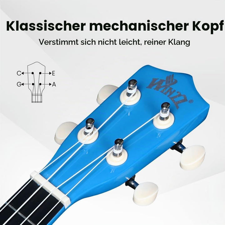 Winzz Sopran Ukulele Starter Kit für Anfänger mit Tasche, Clip-On Tuner, Zusätzlichen Saiten, Gurt,