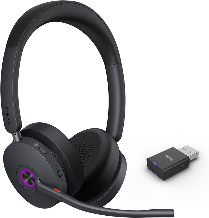 Yealink WH68 DECT &amp; Bluetooth kabelloses Dual Headset | Microsoft Teams Zertifiziert | mit Dongle