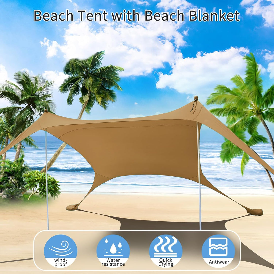 Strandzelt, Pop-Up, 2x2.1 m, LSF 50, Lycra, Sonnenschutz, für den Aussenbereich, Anti-Wind, Sonnensc