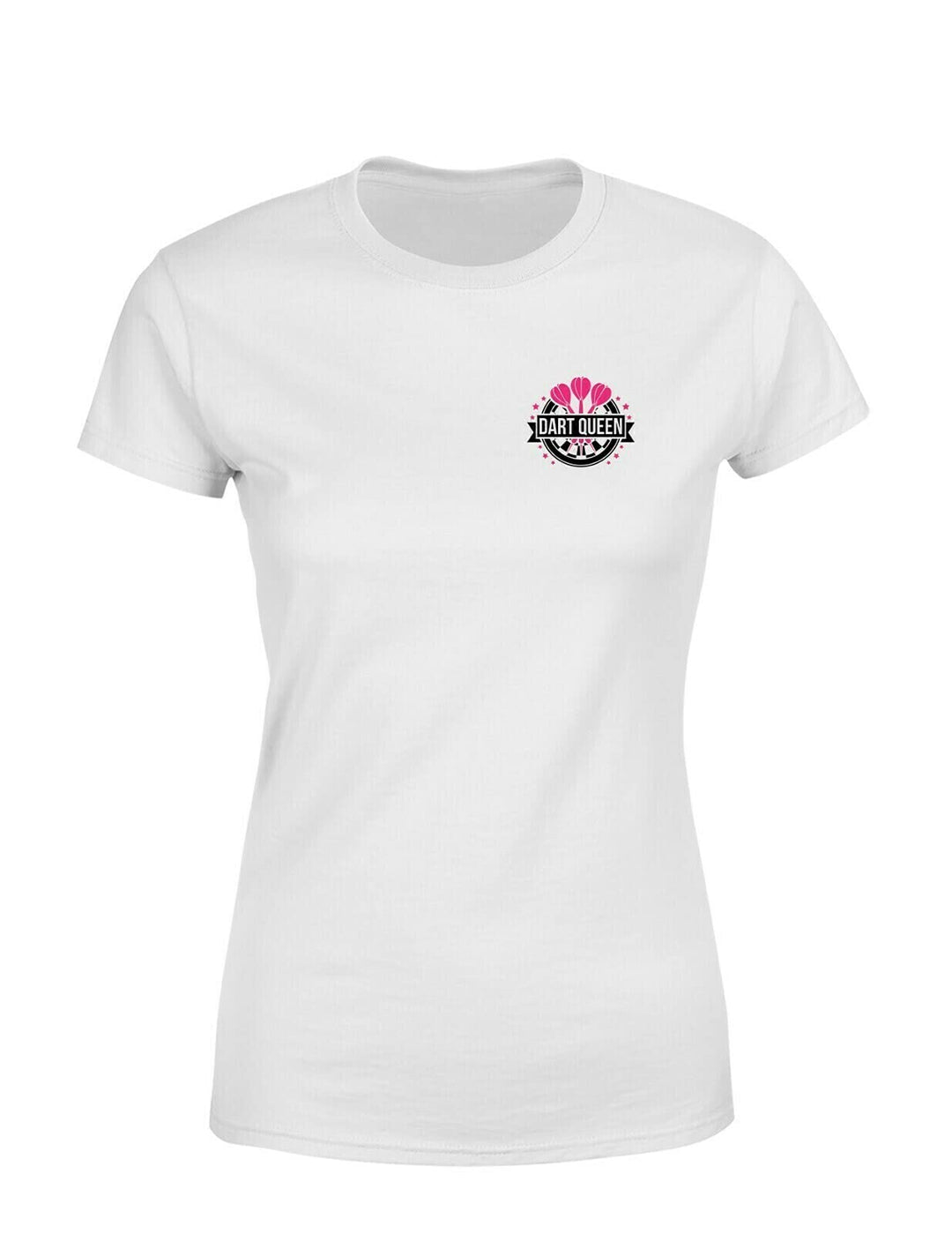 Dart & Dartscheibe Queen Damen T-Shirt Dart Spruch Dartspieler Verein, Farbe: Weiss, Grösse: X-Large