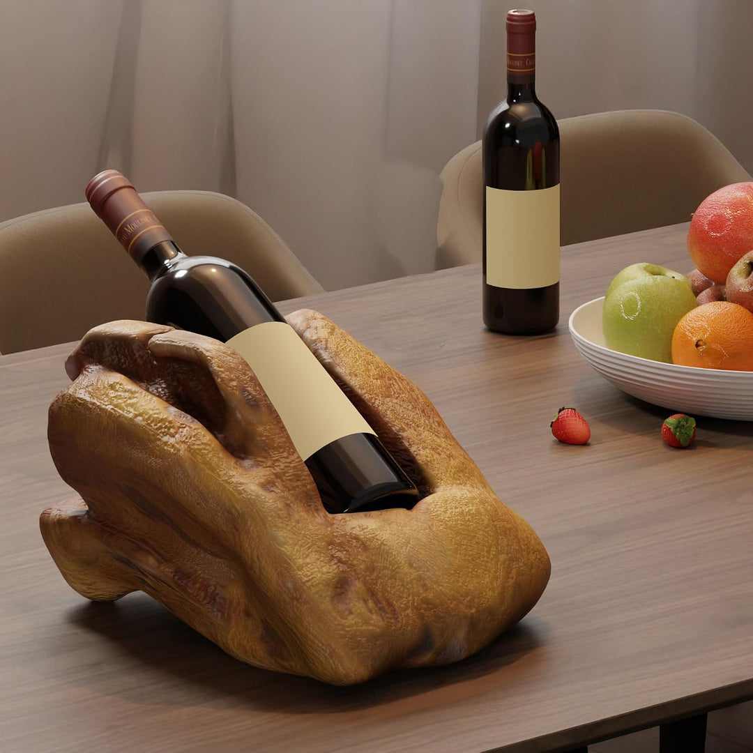Wurzelholz Weinregal - Wurzelholzkunst Flaschenregal aus Holz, Dekorationsobjekt aus Wurzelholz für