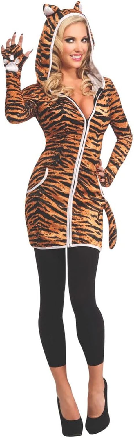 Rubie's 880758 Tiger-Kostüm für Damen mit Kapuze, Einheitsgrösse Gold