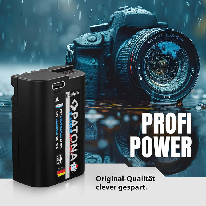 PATONA Platinum DMW BLK22 E USB Akku (2600mAh) mit direktem USB-C Eingang (1401) Lumix DC-S5 DC-S5D