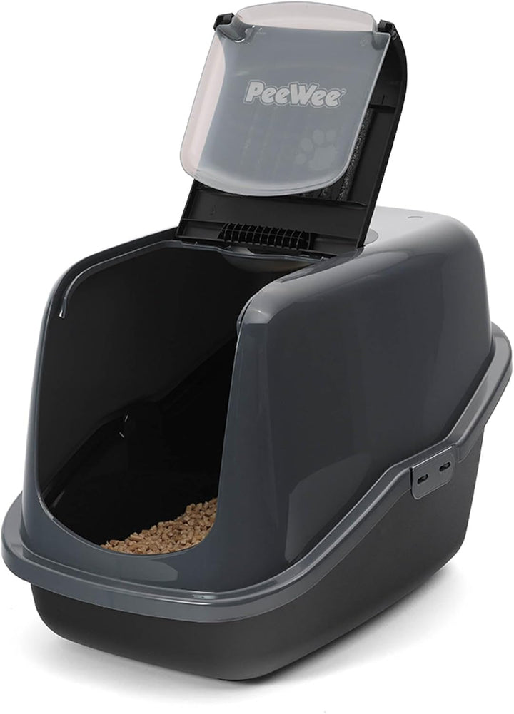 PeeWee EcoHus - Katzentoilette - Starter-Paket Schwarz Schwarz-Anthrazit, Schwarz-Anthrazit