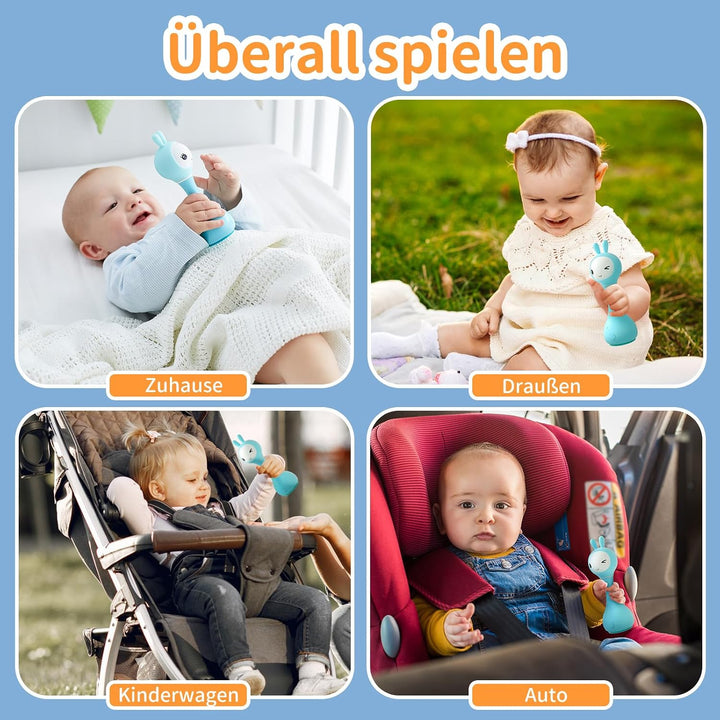 alilo Smarty Bunny Baby Rasseln, Montessori Spielzeug ab 0 3 6 12 18 24 Monate, Musikalisches Babysp
