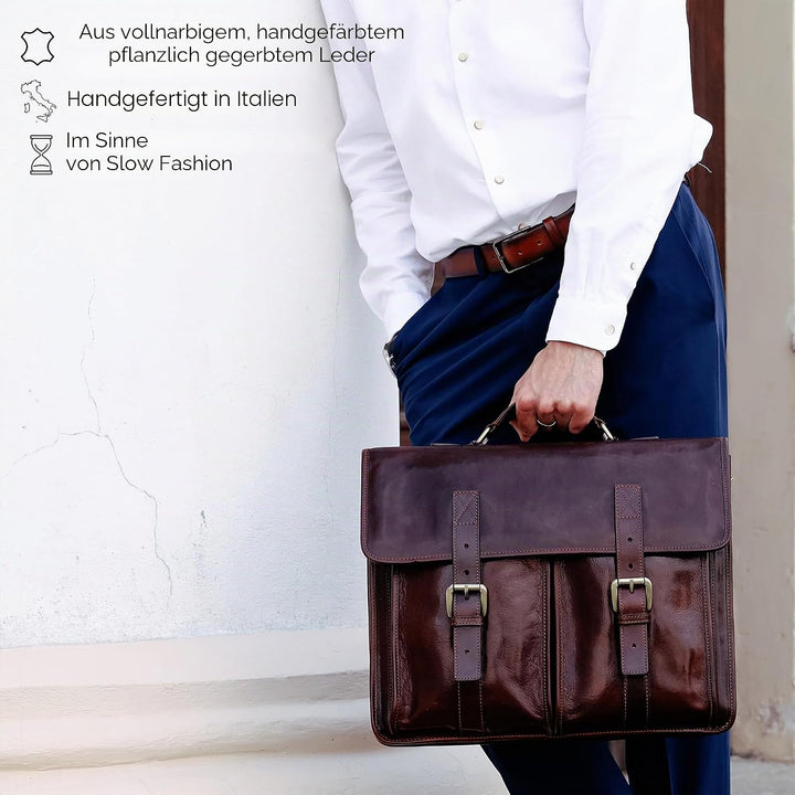 Time Resistance Leder Aktentasche Handgefertigte Umhängetasche Laptop Tasche für bis zu 15 Zoll Lapt