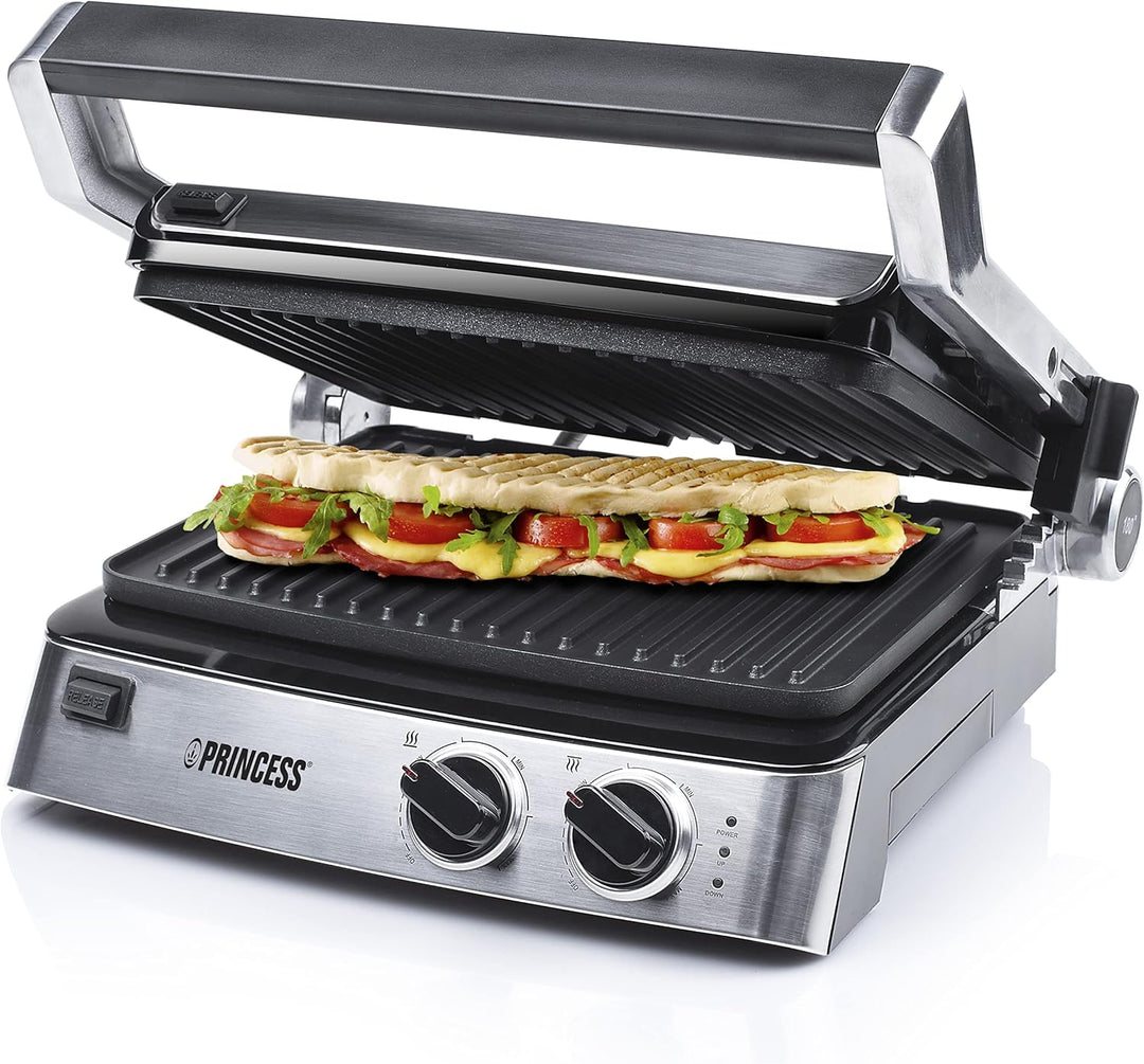 Princess Kontaktgrill/ Sandwichmaker – 180° aufklappbar mit zwei einstellbaren Thermostaten, 117300,