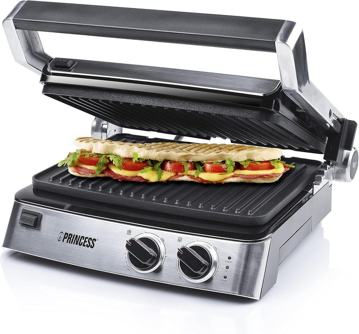 Princess Kontaktgrill/ Sandwichmaker – 180° aufklappbar mit zwei einstellbaren Thermostaten, 117300,