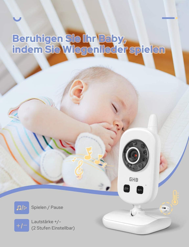 GHB Babyphone mit Kamera Baby Monitor mit ECO Modus Gegensprechen Gegensprechen Lange Akkulaufzeit N