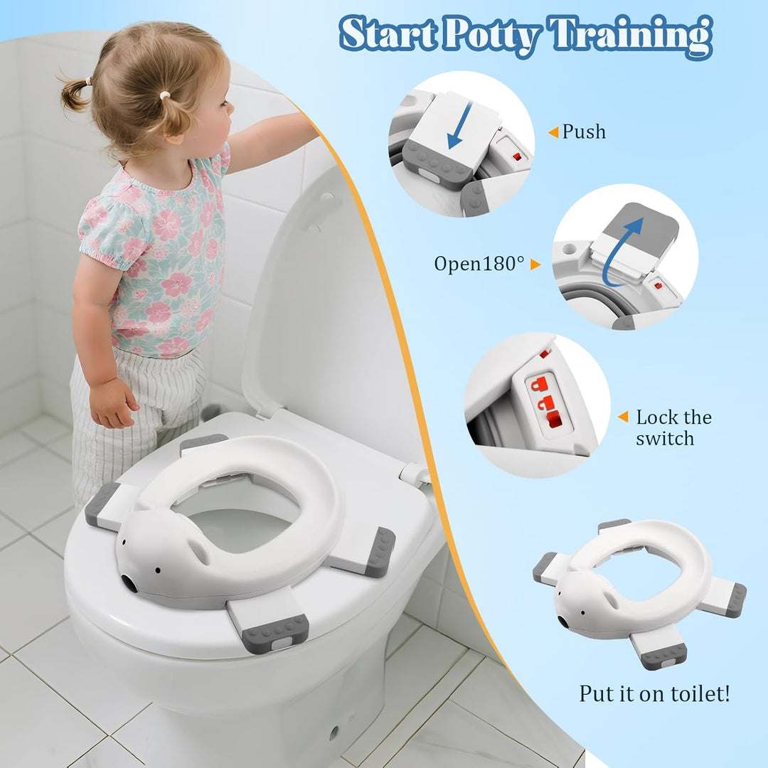 Toilettensitz Kinder Töpfchen Töpfchentrainer WC Sitz,3-in-1 Reisetöpfchen Faltbar, Anti-Rutsch Füss