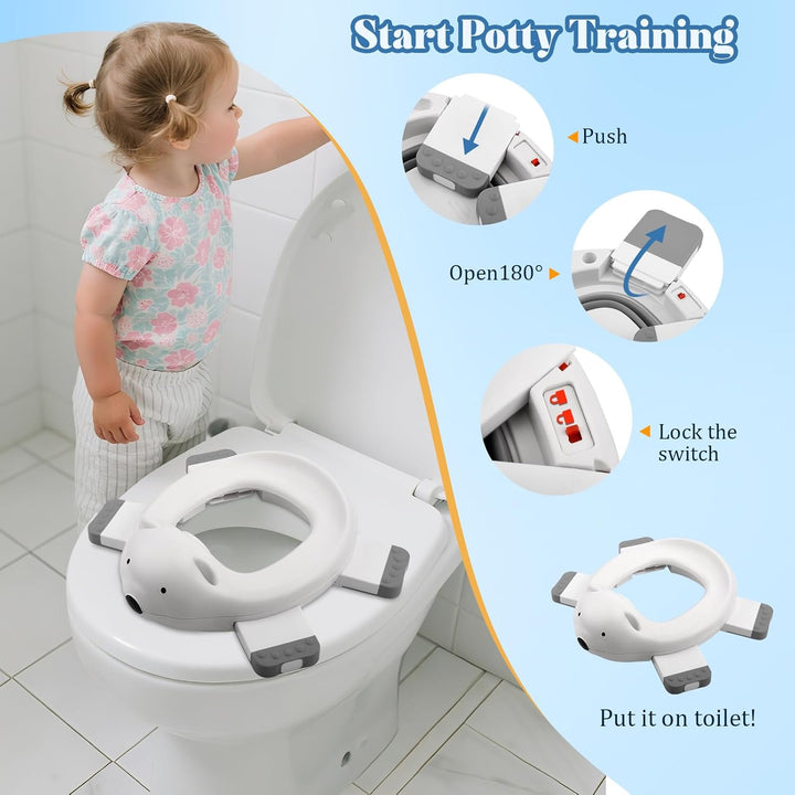 Toilettensitz Kinder Töpfchen Töpfchentrainer WC Sitz,3-in-1 Reisetöpfchen Faltbar, Anti-Rutsch Füss