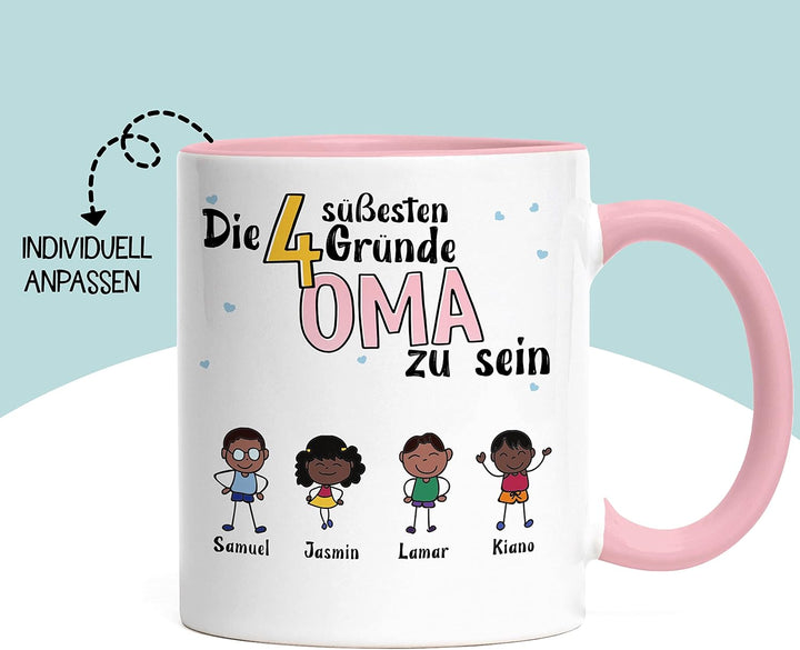 Oma Tasse Rosa Geburtstag Personalisiert für Oma Enkel Enkelin Baby Geschenk Kinder Oma Geschenk Mut