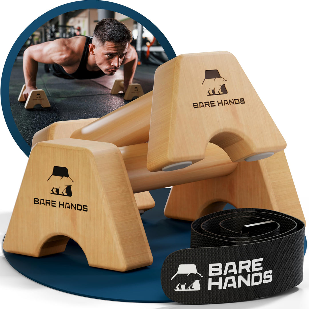 BARE HANDS Liegestützgriffe – 2x gelenksschonende & rutschfeste Holz Liegestützgriffe – Calisthenics