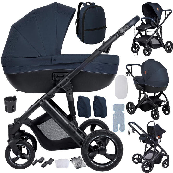 Kinderwagen 4 in 1, Kombikinderwagen 4 in 1 mit Zwei Umkehrbaren Schiebemodi, Kinderwagen Set mit Ei