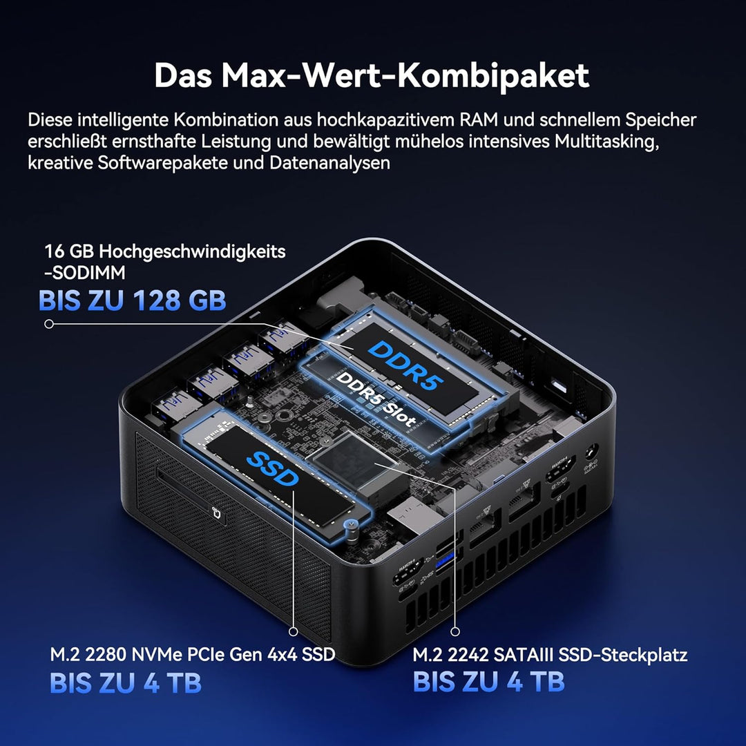 GEEKOM IT13 MAX Mini PC mit U9-185H(16C/22T, bis zu 5.1GHz), Dual 2.5G LAN Windows 11 Pro Mini Compu