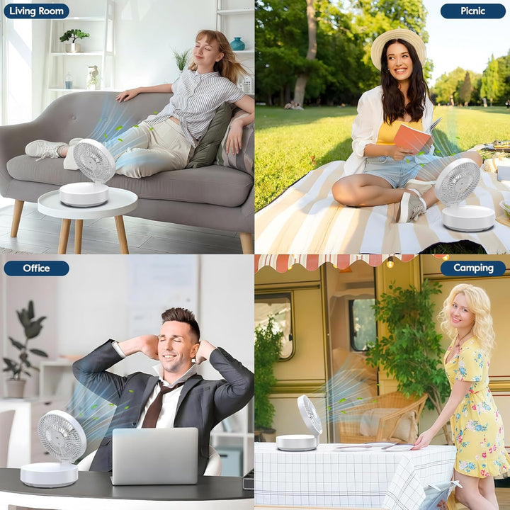 Leise USB Klein Ventilator, Tischventilator Sehr Leise und Starkem Luftstrom, Tragbarer Akku Batteri