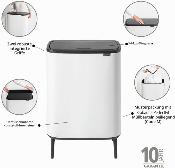 Brabantia 130205 Mülleimer, Weiss, 60 liter