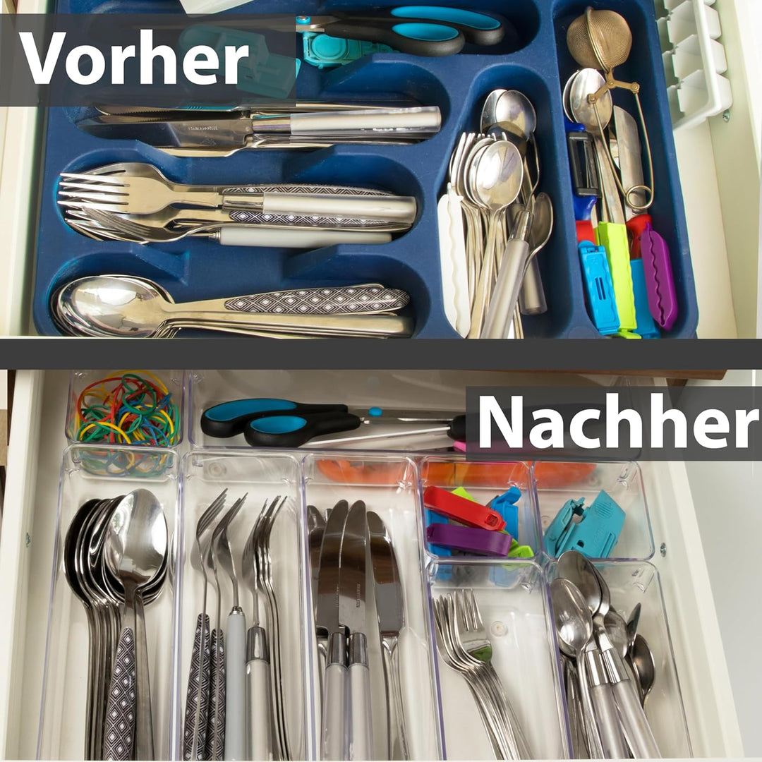 12x Schubladen Ordnungssystem 8x8 cm klar transparent 5,5 cm hoch Antislip - Organizer für Schminkti