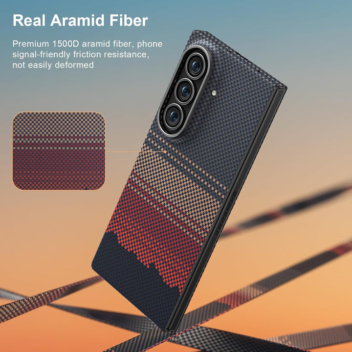 memumi Magnetische Carbon Hülle für Galaxy Z Fold 7, [mit Schutzfolie] kompatibel mit Mag-Safe, echt