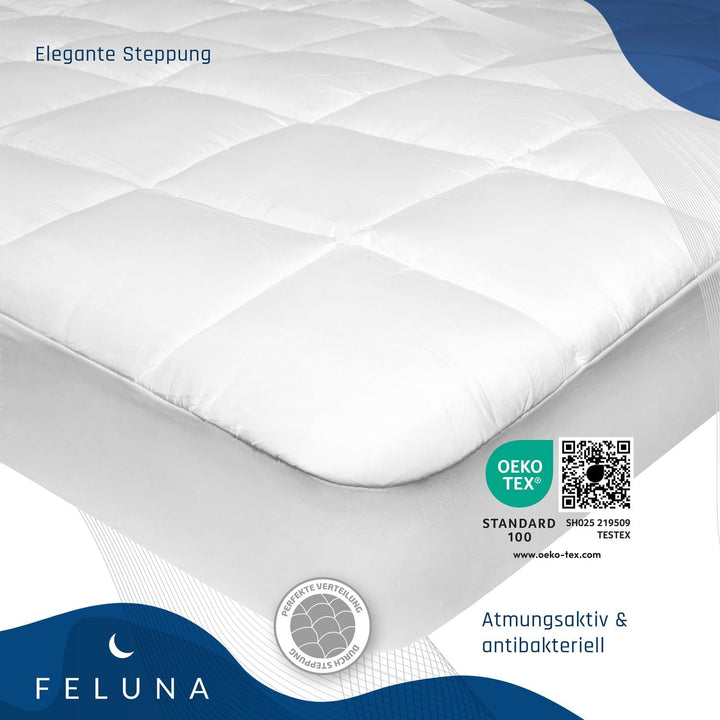 Feluna Mikrofaser Matratzen-Topper gepolsterter Matratzen-Auflage - Matratzenschoner Unterbett Micro