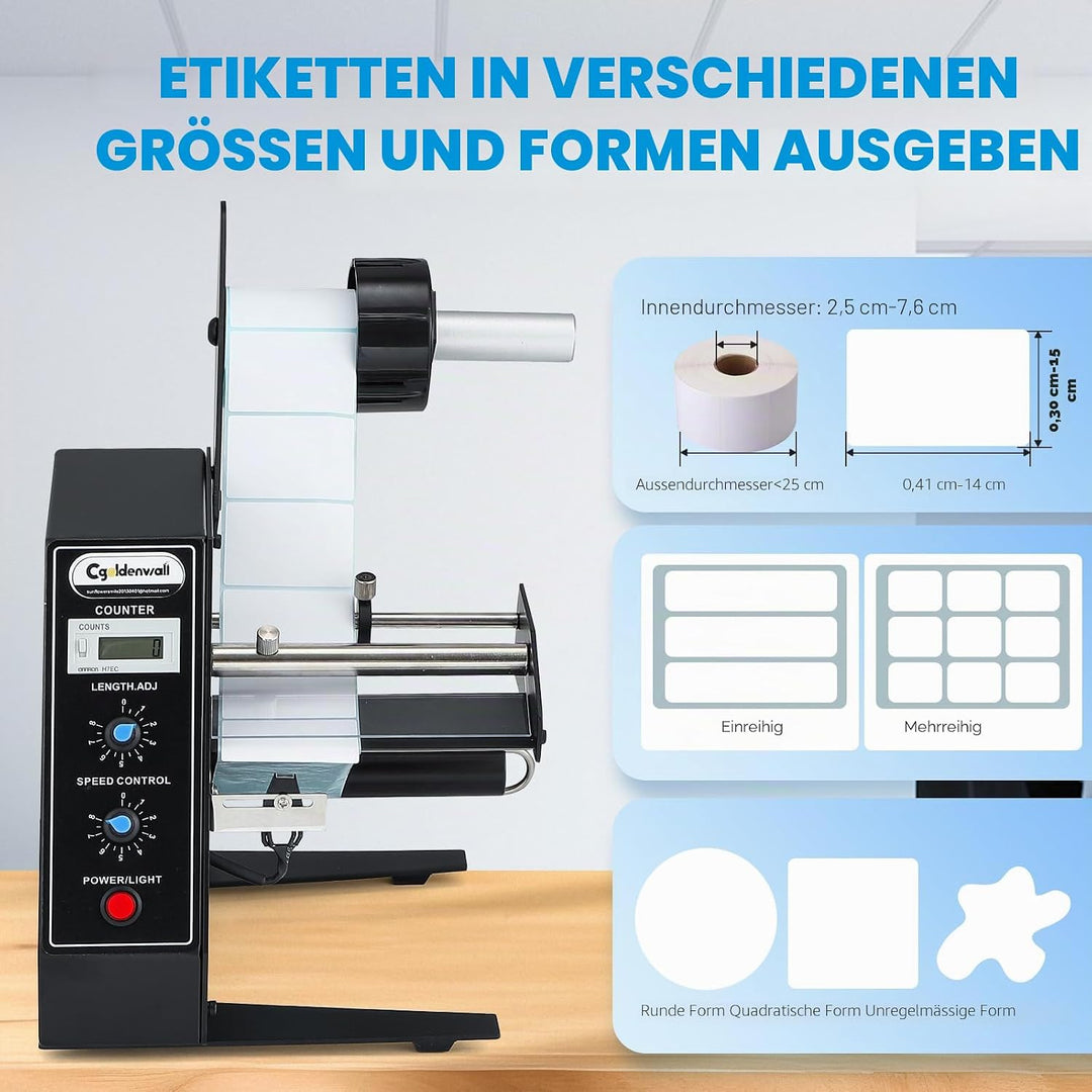 CGOLDENWALL Automatischer Etikettenspender AL-1150D mit 0-999999 Automatische Zählung für Selbstkleb
