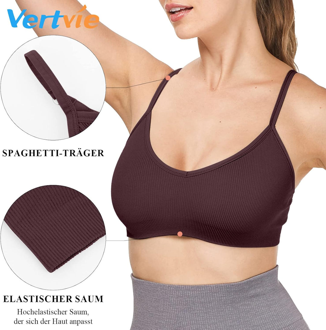 Vertvie Damen 2/3/4er Set Basic Wohlfühl BH Sport BH Spaghettiträger Bralette ohne Bügel Nahtlose Ge