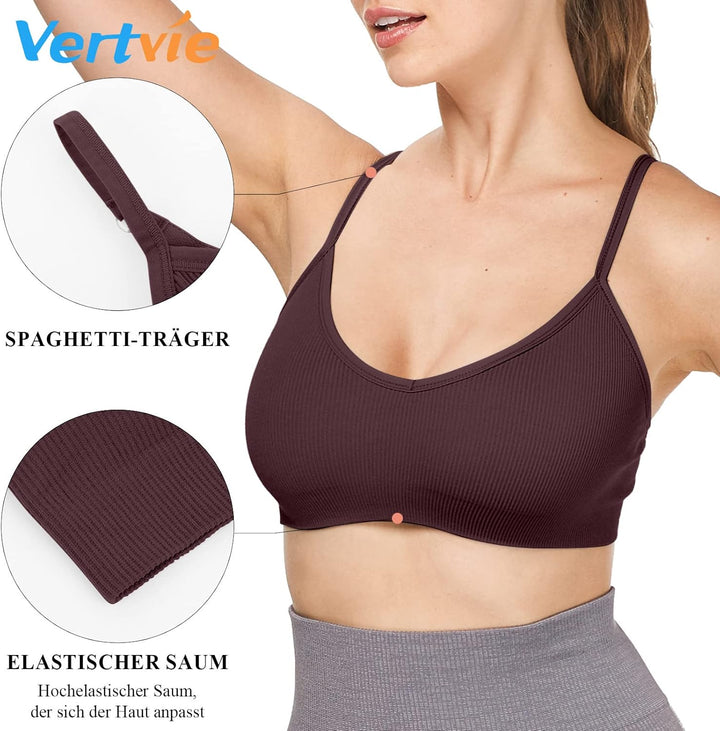 Vertvie Damen 2/3/4er Set Basic Wohlfühl BH Sport BH Spaghettiträger Bralette ohne Bügel Nahtlose Ge
