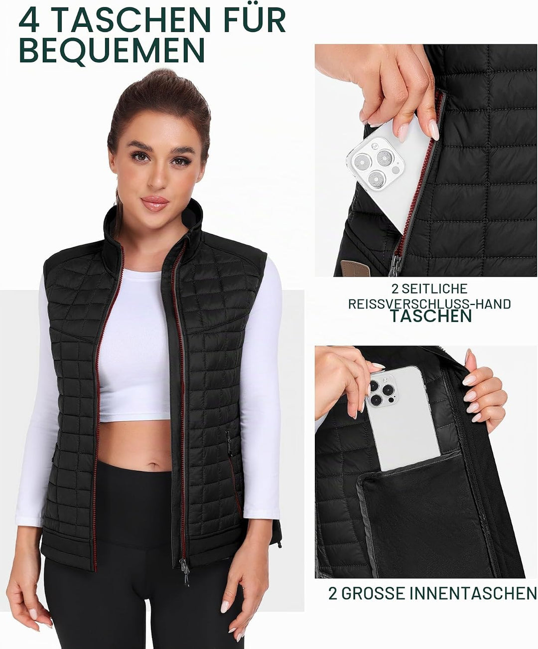 Little Donkey Andy Leichte Puffer Weste Damen Warme Ärmellose Outdoorjacke Wandern Reisen Laufen L