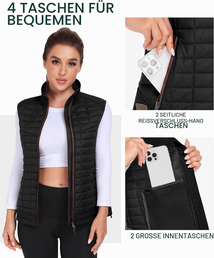Little Donkey Andy Leichte Puffer Weste Damen Warme Ärmellose Outdoorjacke Wandern Reisen Laufen L