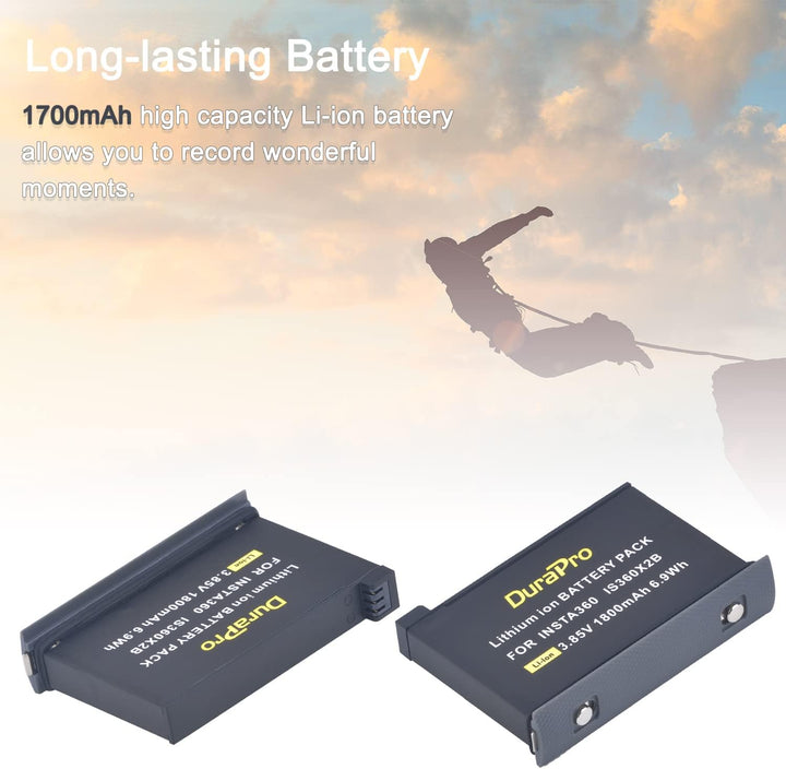 DuraPro 2X 1800mAh Akku + Dual USB Ladegerät mit Typ C-Port für Insta360 ONE X2 Kamera