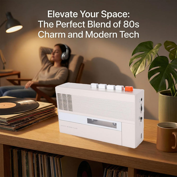 Tosuny Retro Kassettenspieler mit Bluetooth Sender und Recorder, Tragbarer Kassetten zu Digital Konv