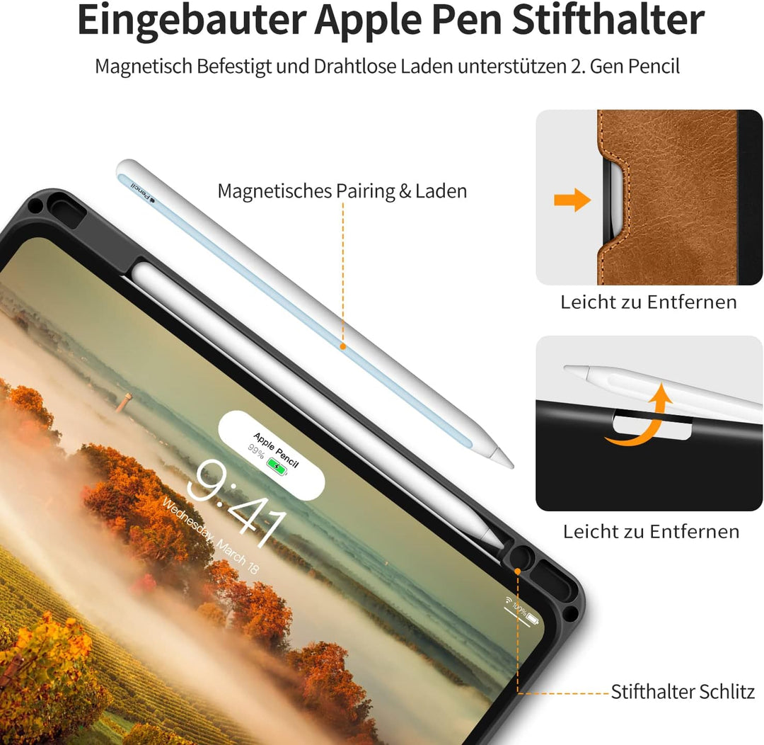 HOLIMET iPad Pro 11 Hülle 2021 4/3/2. Generation Hülle 2021/2020 mit Stifthalter, PU-Leder Schutzhül