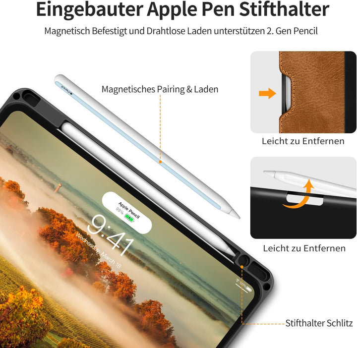 HOLIMET iPad Pro 11 Hülle 2021 4/3/2. Generation Hülle 2021/2020 mit Stifthalter, PU-Leder Schutzhül