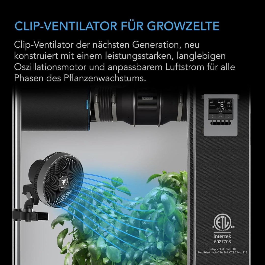 AC Infinity CLOUDRAY S6 – Clip-Ventilator 150mm für Grow Zelte mit langlebigem EC-Motor, 10 Windstuf