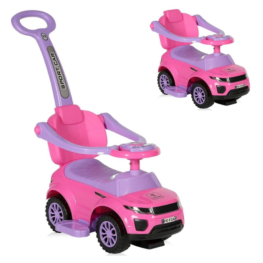Lorelli Rutscher 3 in 1 Kinderauto Off Road Schiebegriff Musik Rückenlehne in rosa, Rosa