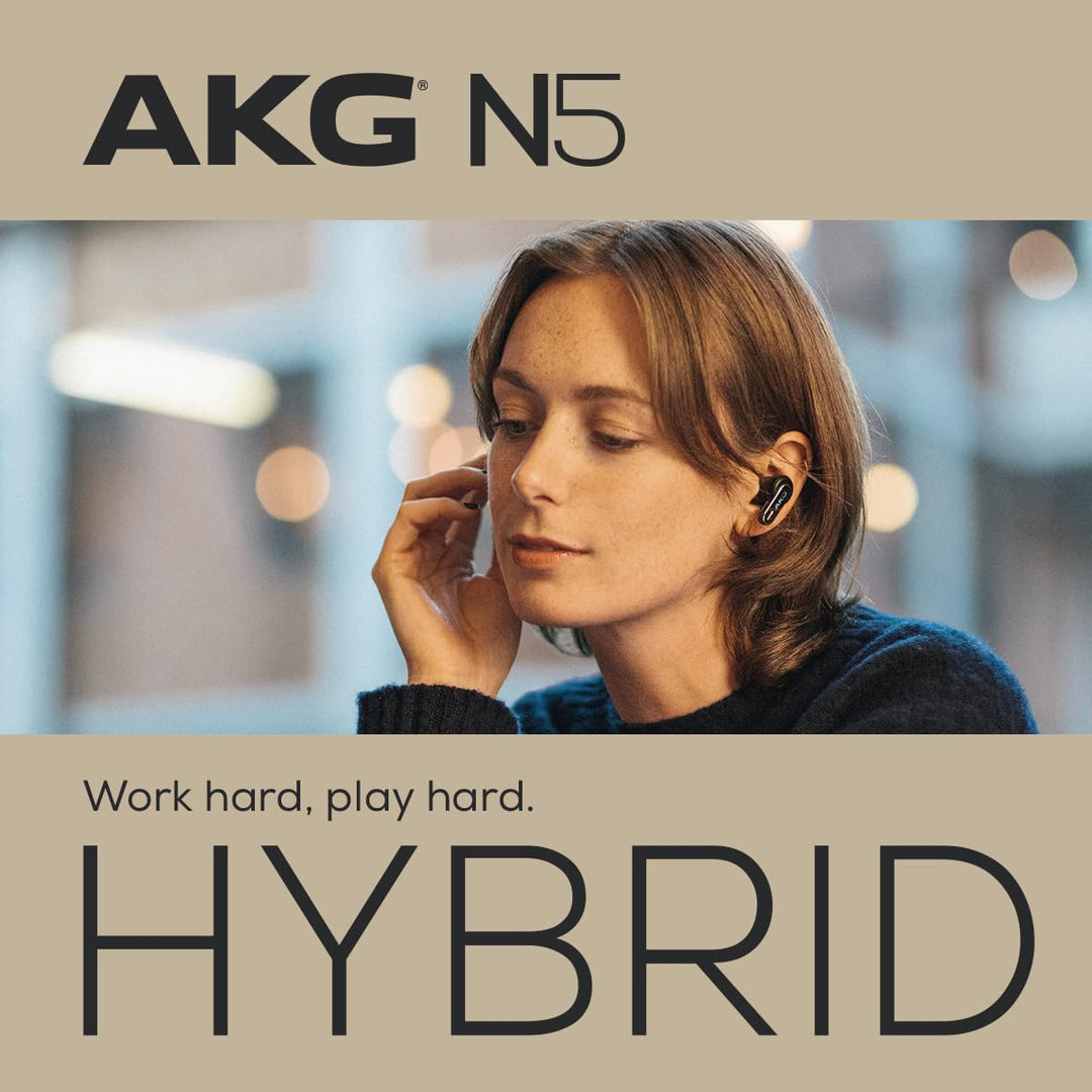 AKG N5 Hybrid TWS Headset – Kabelloser kristallklarer Sound, True Adaptive Noise Cancelling, Zoom-ze