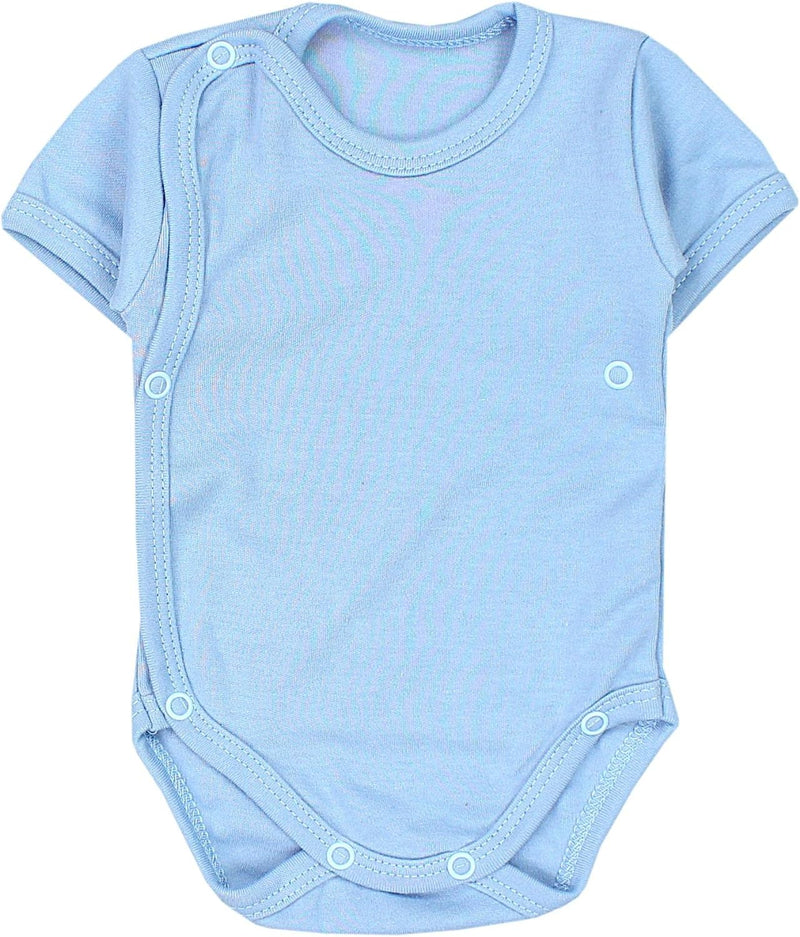 TupTam Baby Jungen Kurzarm Wickelbody Baumwolle Body 5er Set 74 Dunkelblau Jeans Blau Mintgrün, 74 D