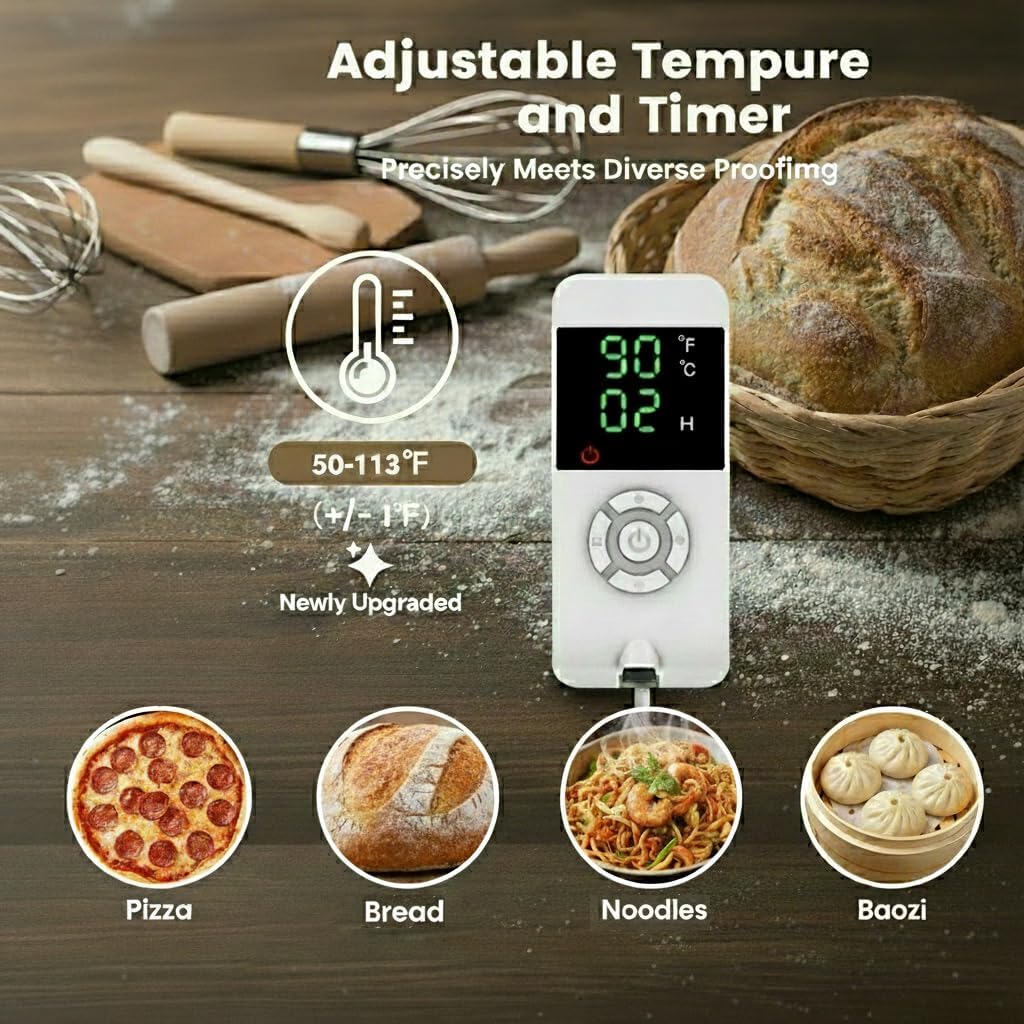 Brot Gärbox Sauerteig mit Heizung Faltbare Brot Gärschrank Einstellbare Temperatur und Timer, Natto,