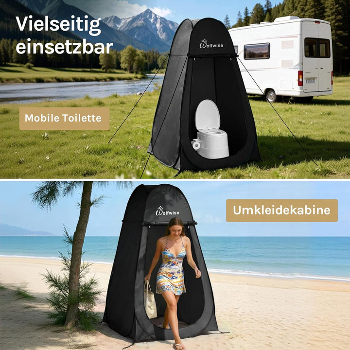 WolfWise Pop-Up Duschzelt Camping & Umkleidezelt – Kompakt & Leicht 2kg mit Tasche, Schneller Aufbau
