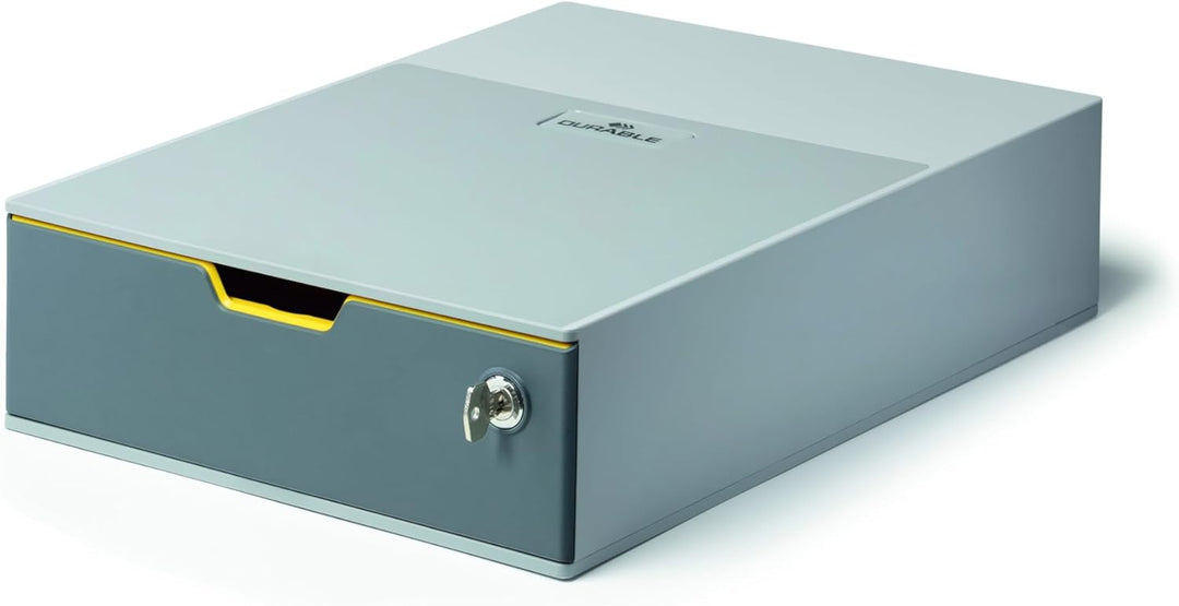 Durable Schubladenbox abschliessbar (Varicolor 1 Safe) 1 Fach, anthrazit/gelb, 760127, 1 Fach