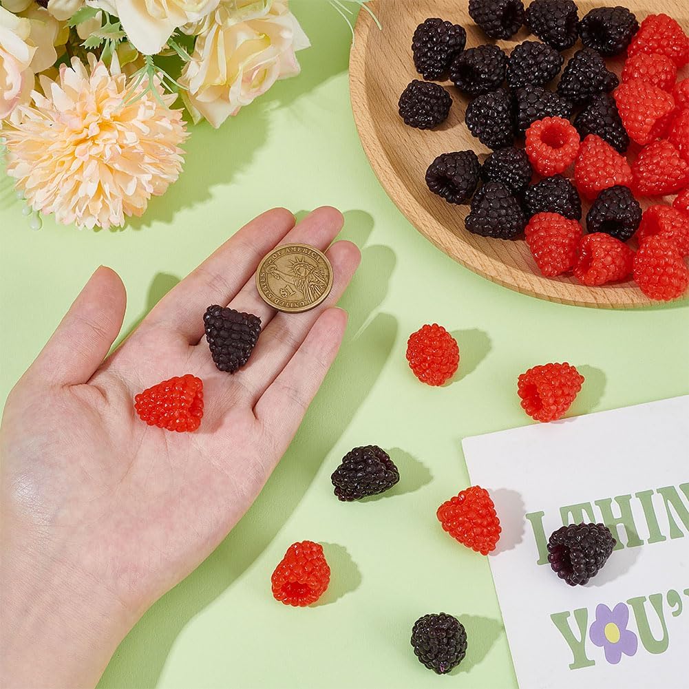 32 Stück Künstliche Himbeere 2 Farben PVC Kunststoff Simulationsbeeren Nachahmung Lebensechter Himbe