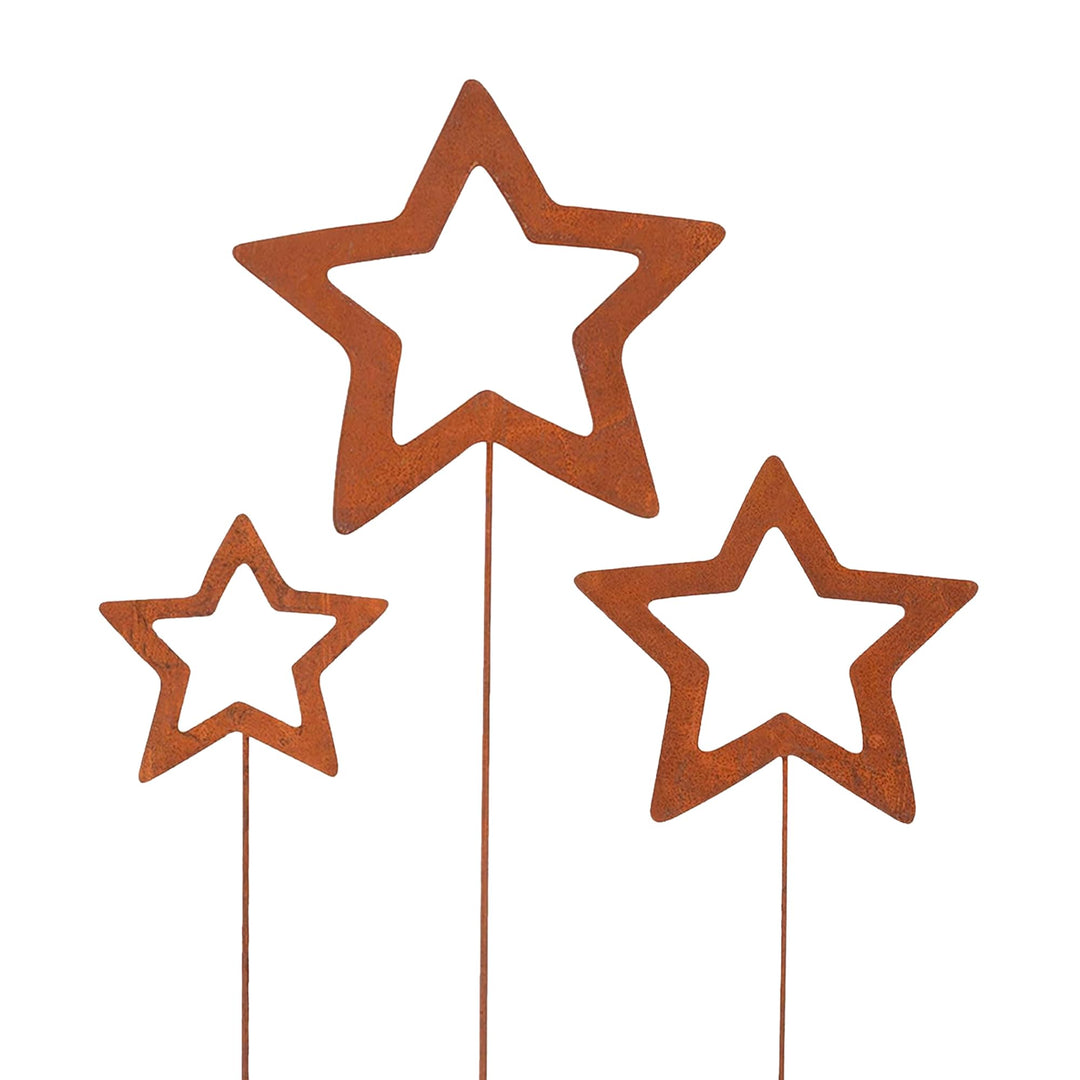 UNUS Gartenstecker Weihnachten Stern, 3X Weihnachtsstern, Gartendeko Rostoptik, Rost Deko wetterfest