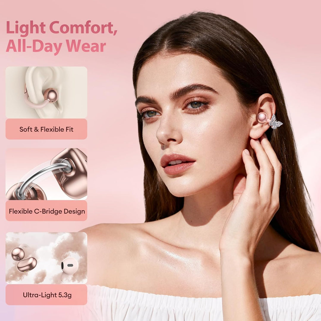 PAXA 3-in-1-Ohrringe Open Ear Kopfhörer, Stylische Modische Open Ear Kabellose Clip kopfhörer In Ear