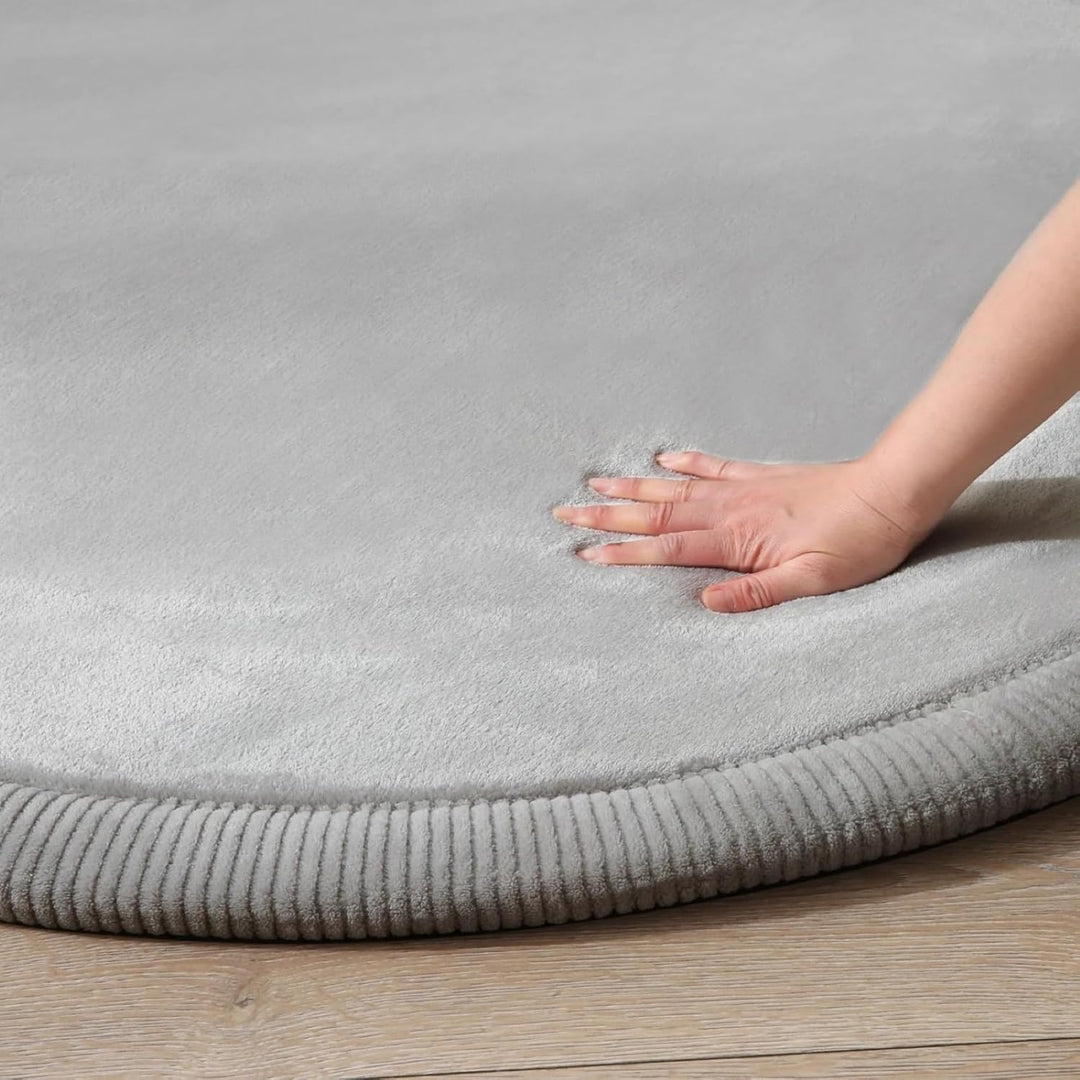Wolkenweiche Samtmatte-Spielmatte Baby 120x120x2,5cm, grau – Kinderteppich mit hochwertigem Memory-S