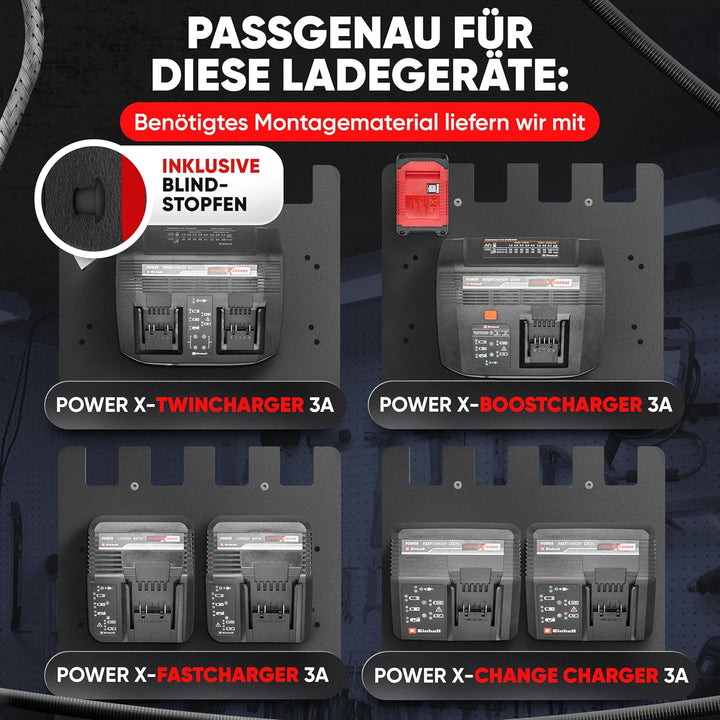 Adlerfokus Wandhalterung für Einhell Akkus & Ladegeräte [Made in Germany] Einhell Akkuhalter Wandhal
