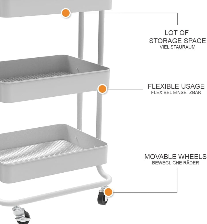 Vicco Rollregal Tron, rollbare Küchen-Minibar, Weiss, 45.9 x 78.7 cm Weiss 45,9x78,7x34 cm, Weiß