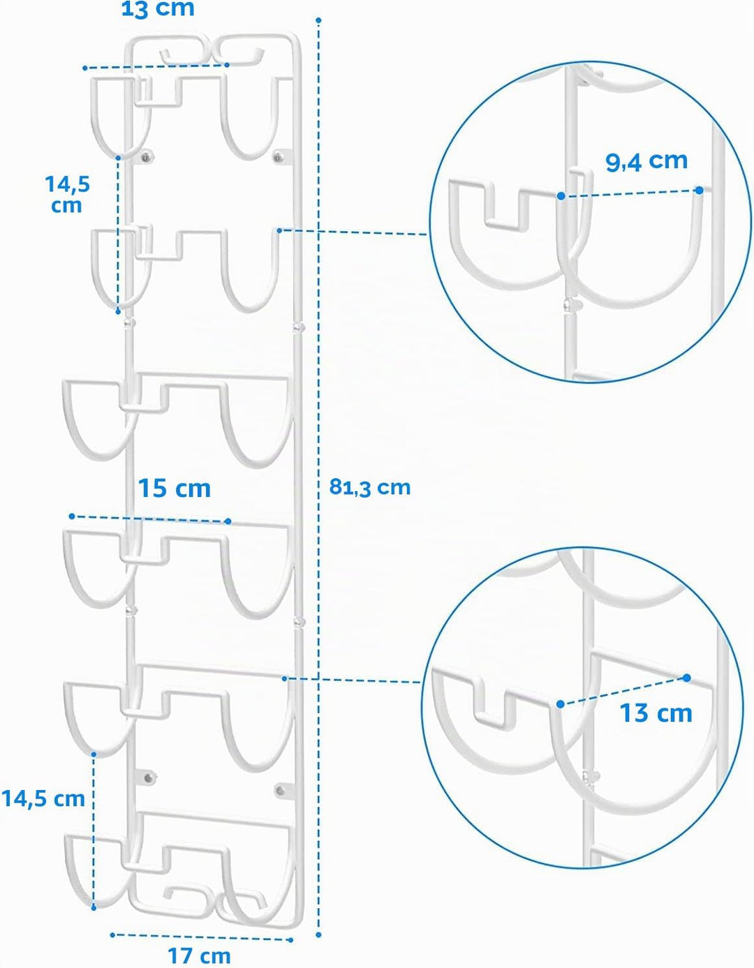 Handtuchhalter zur Wandmontage, Hängend Handtuchstange fürs Badezimmer mit 6 Fächern, Badetuchhalter