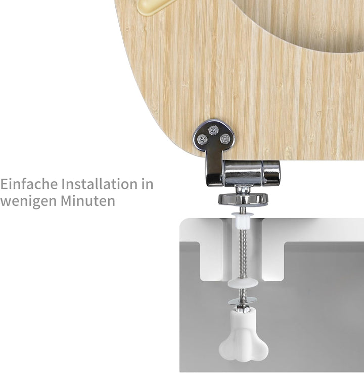 Fanmitrk WC Sitz mit Absenkautomatik, Toilettendeckel aus Holz, Stabil Klodeckel mit Soft Close, Toi